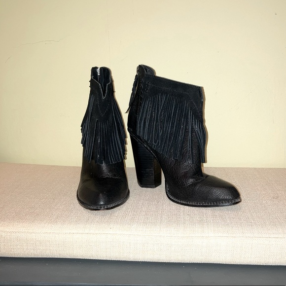 Cynthia Vincent Fringe Ankle Boots - Picture 5 of 11